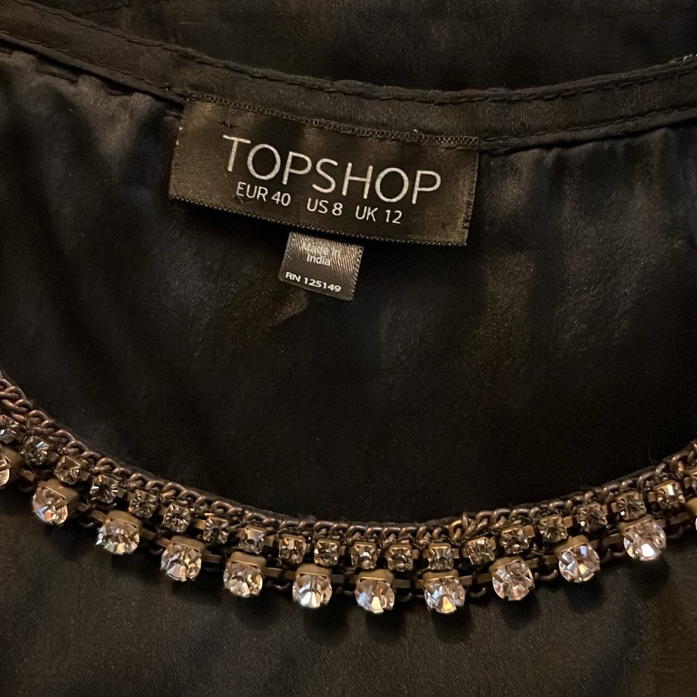 Top shop size 8 made in India, beautiful rhinestone shirt polyester-rhinestones